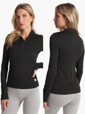 NWT Vuori Halo Essential Half Zip Long Sleeve Top Black Heather